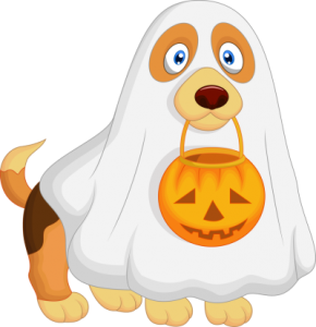 a halloween ghost dog